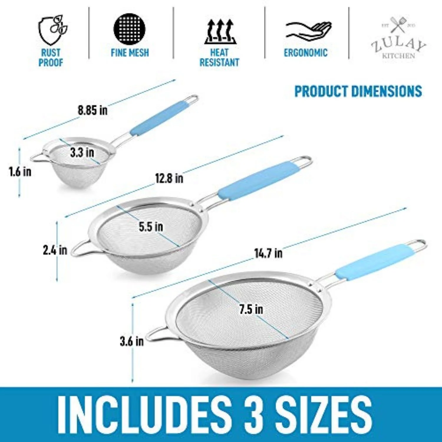 Kitchen Strainer (Set of 3) - Image 4