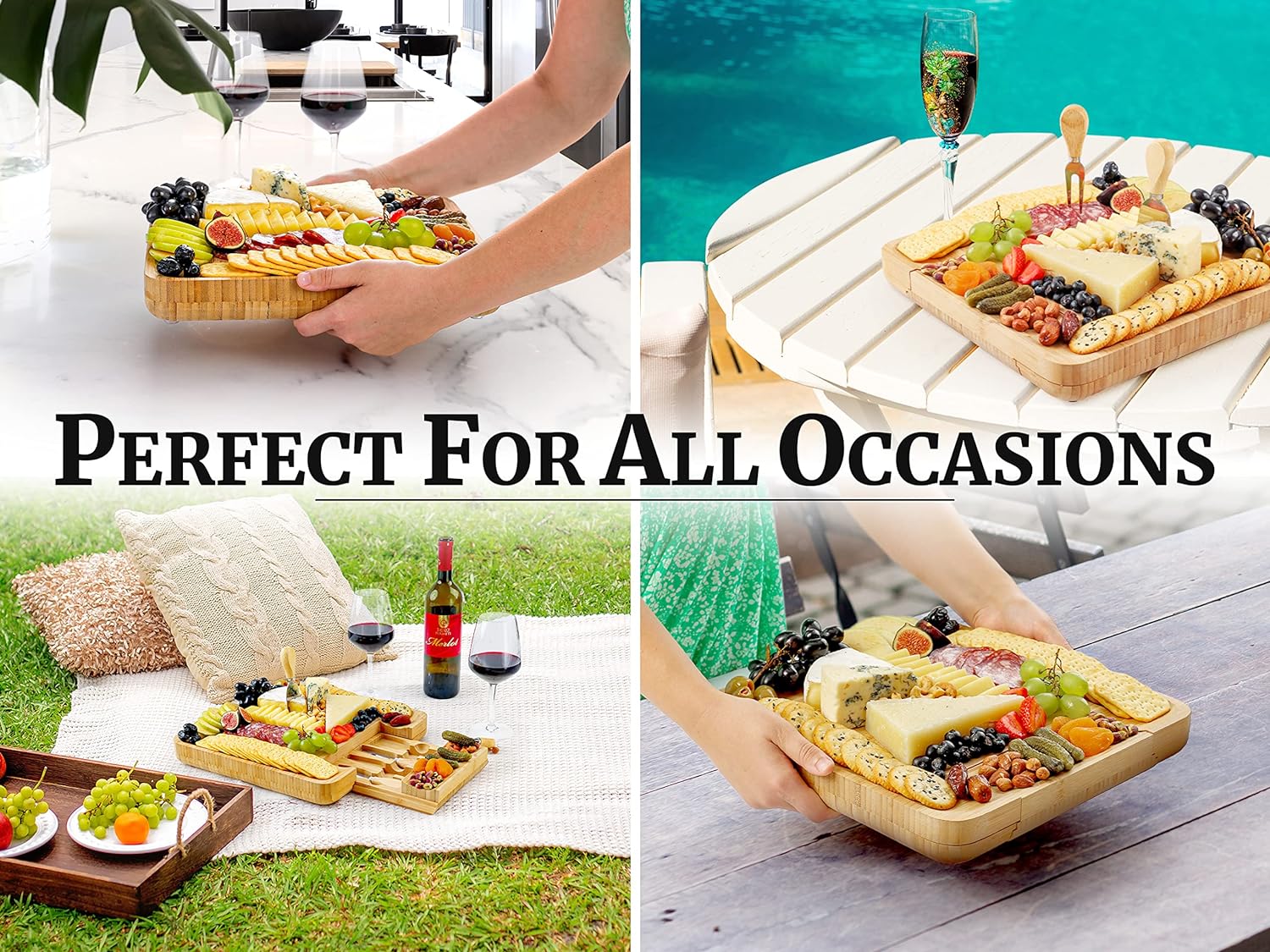 Light Bamboo Cheese Board Set - Image 5