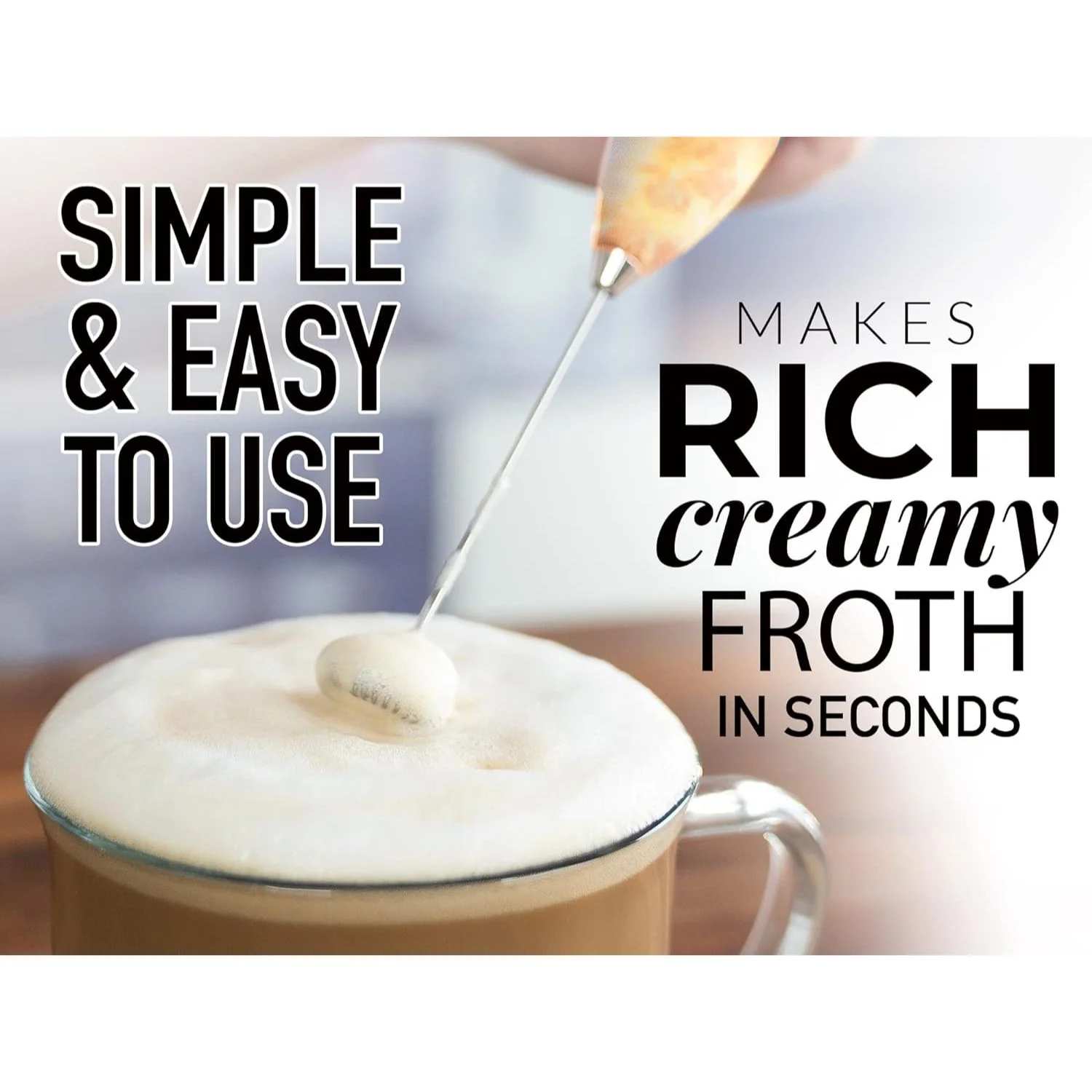 Milk Frother With Stand - Marble Design - Image 4